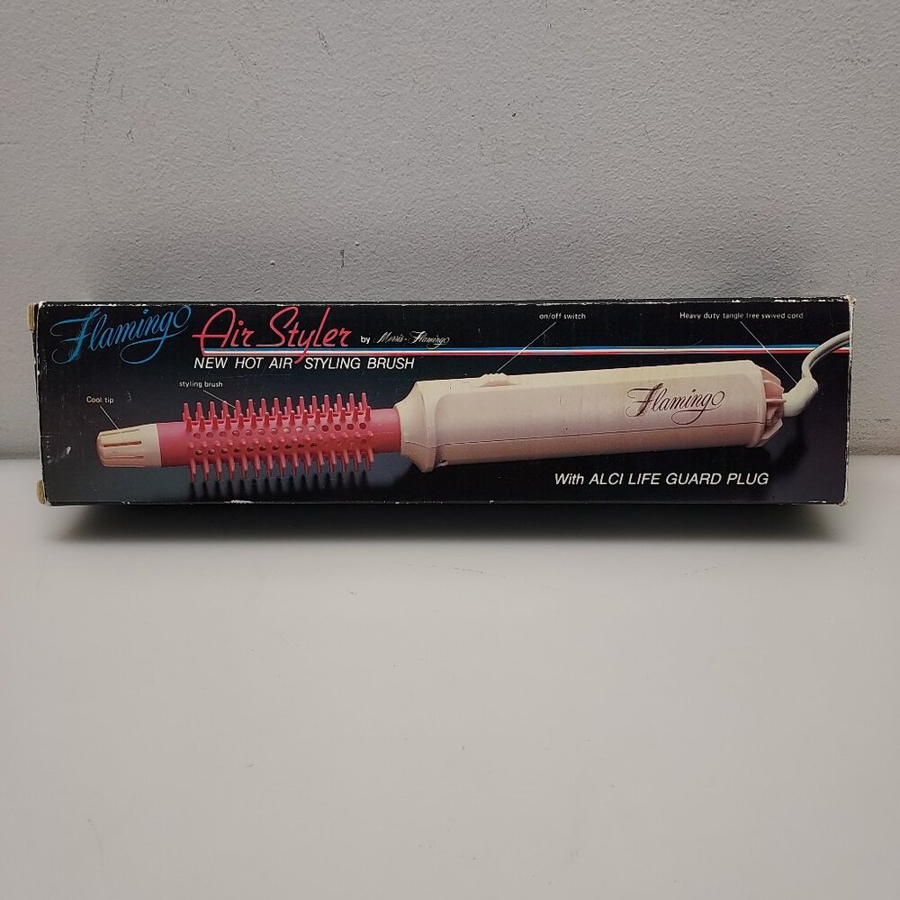 MISS FLAMINGO RETRO VTG FLAMINGO HOT AIR HAIR STYLING BRUSH RARE PINK NOS IN BOX